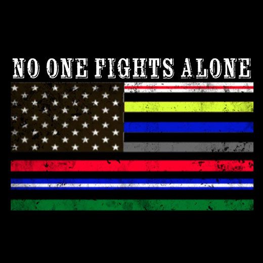 No one fights alone text with flag
